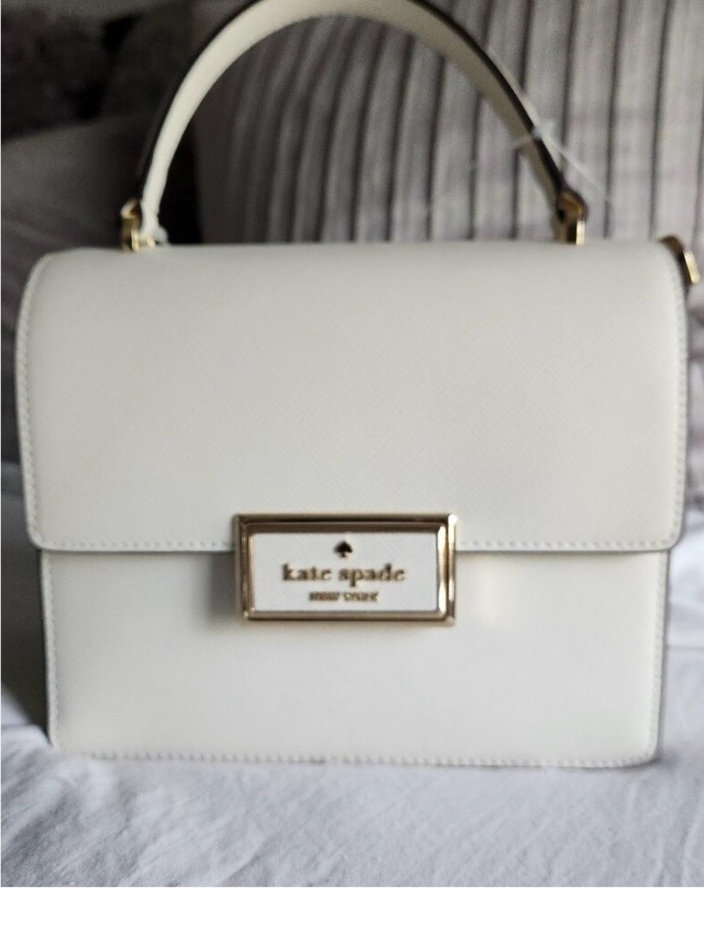Kate Spade Reegan Cream Saffiano Leather Top handle Crossbody Tote - NWT - Picture 3 of 12